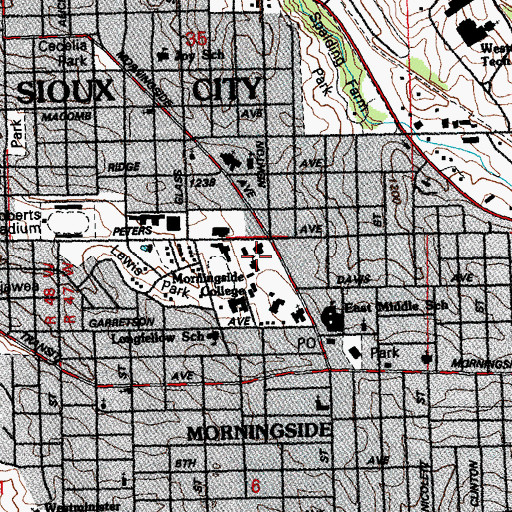 Topographic Map of Charles City Hall, IA
