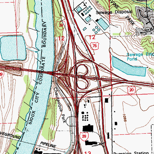 Topographic Map of Interchange 144A, IA