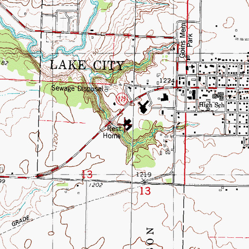 Topographic Map of Shady Oaks Center, IA