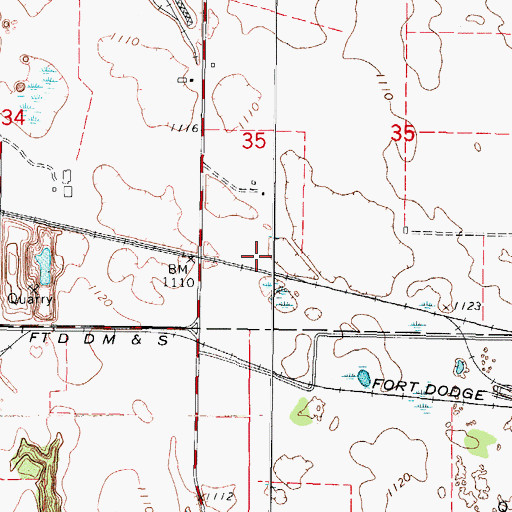 Topographic Map of Gypsum, IA