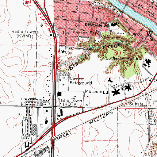 Topographic Map of Iowa Central Community College, IA