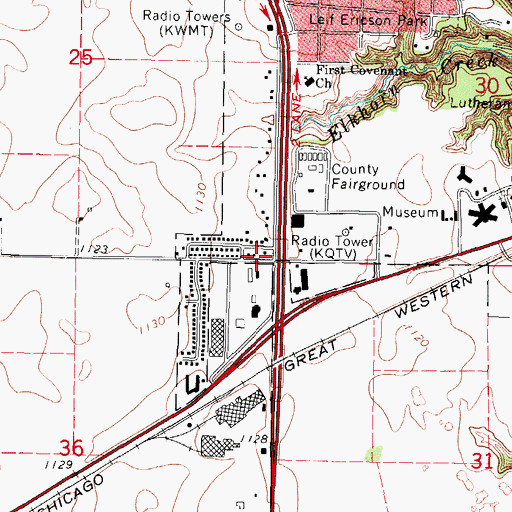 Topographic Map of Linwood Hanson Park, IA