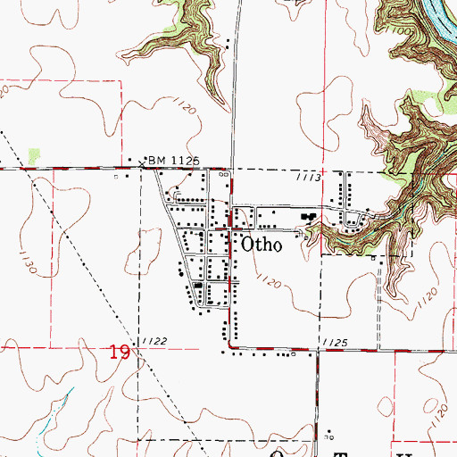 Topographic Map of Otho City Recreation Center, IA