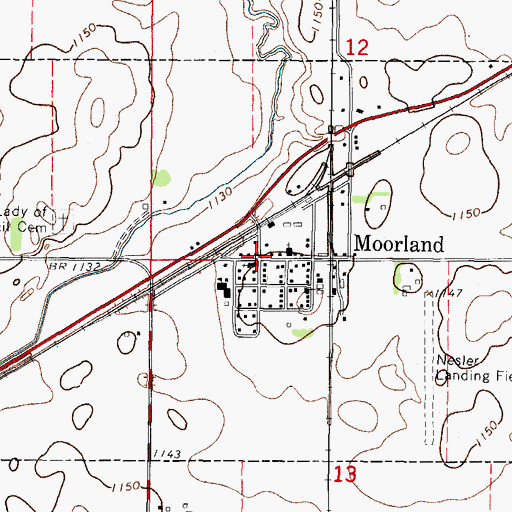 Topographic Map of Moorland City Community Center, IA