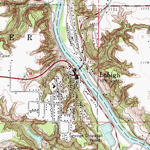 Topographic Map of Lehigh Public Library, IA