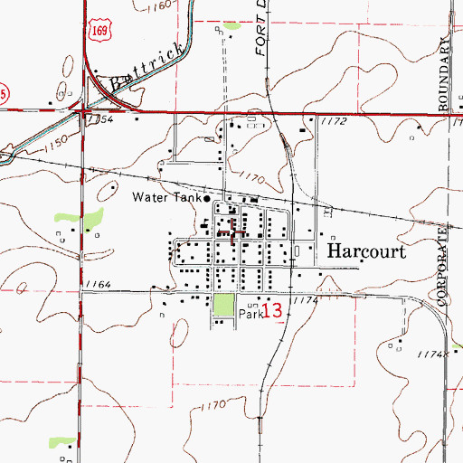 Topographic Map of Harcourt Public Library, IA