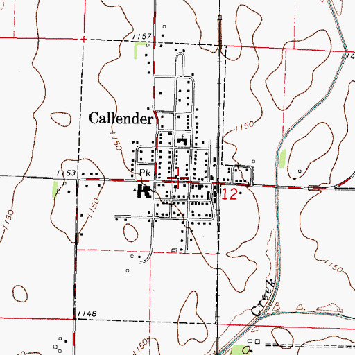 Topographic Map of Callender Community Center, IA