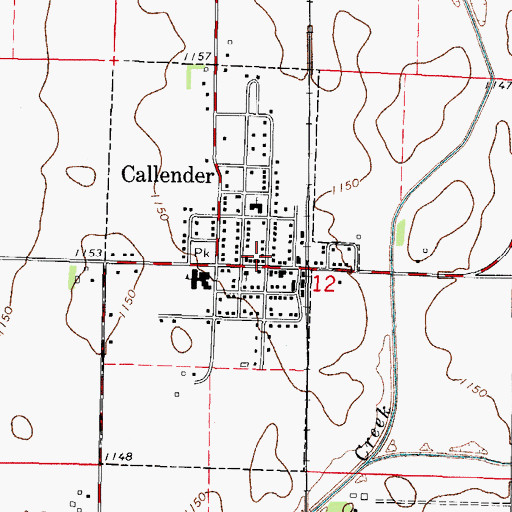 Topographic Map of Callender Post Office, IA