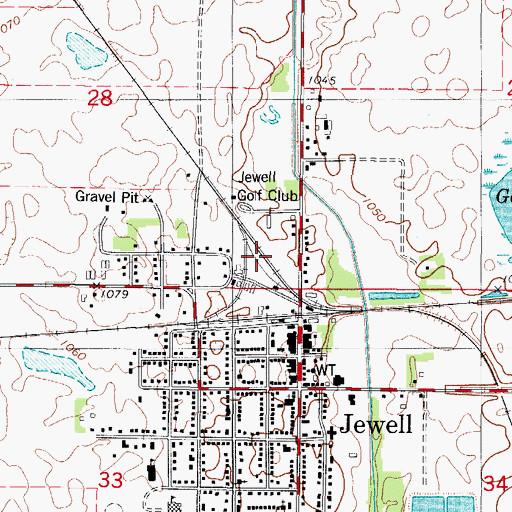 Topographic Map of Jewell, IA