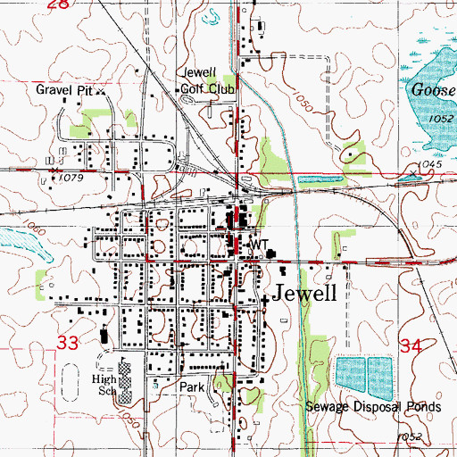 Topographic Map of Jewell Police Department, IA