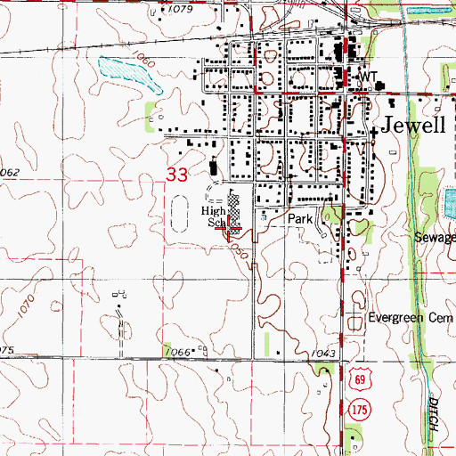 Topographic Map of South Hamilton Middle / High School, IA