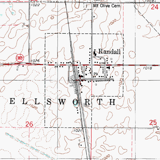 Topographic Map of Randall Post Office, IA