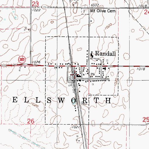 Topographic Map of Randall, IA