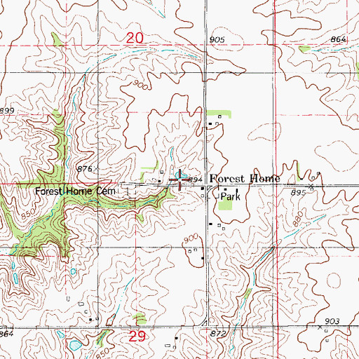 Topographic Map of Foresthome Post Office (historical), IA