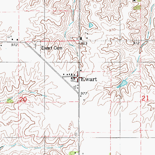 Topographic Map of Ewart (historical), IA