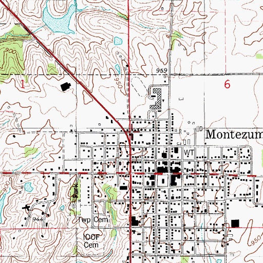 Topographic Map of Montezuma Regular Baptist Church, IA