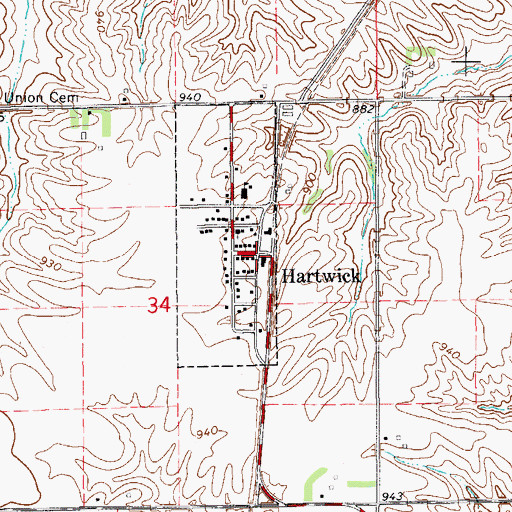 Topographic Map of Hartwick Post Office, IA