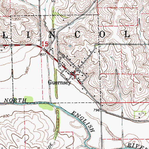 Topographic Map of Guernsey (historical), IA