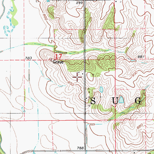 Topographic Map of Cemetery Hill Cemetery, IA