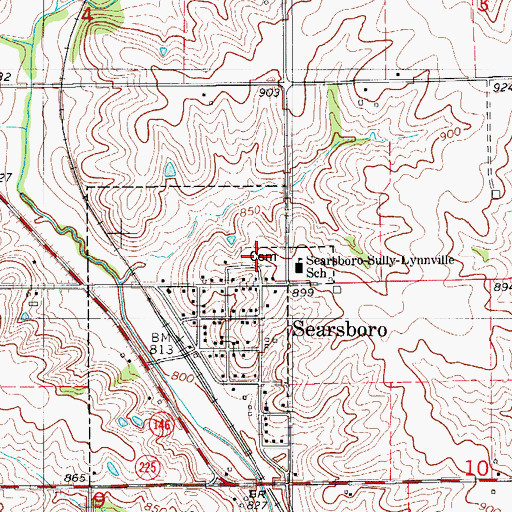 Topographic Map of Searsboro International Order of Odd Fellows Cemetery, IA