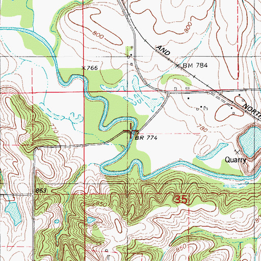 Topographic Map of McDowell Bridge, IA