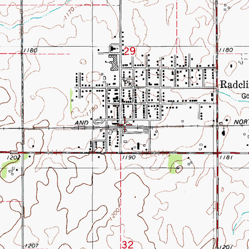 Topographic Map of Radcliffe (historical), IA