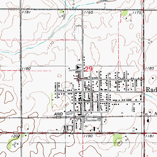 Topographic Map of Hubbard - Radcliffe Elementary School, IA