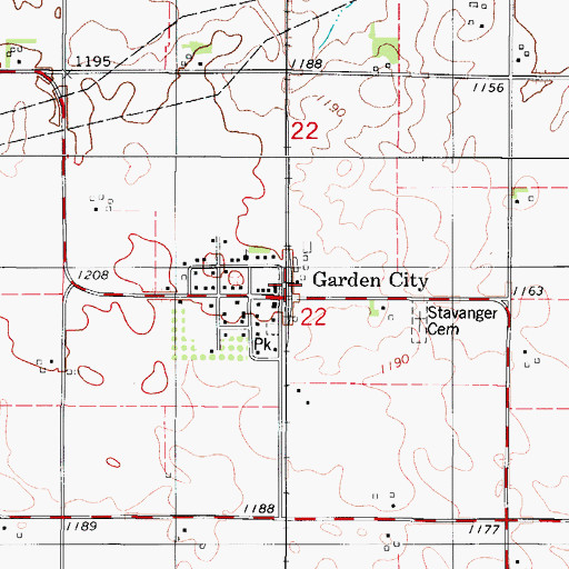 Topographic Map of Garden City, IA