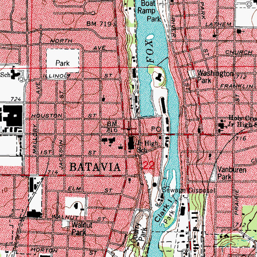 Topographic Map of Batavia Landmark United Methodist Church, IL
