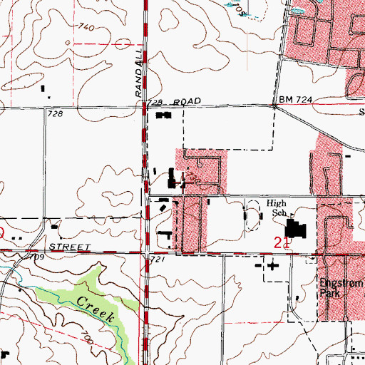 Topographic Map of Fox Valley Christian Church, IL
