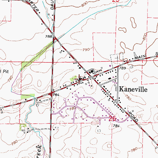 Topographic Map of Kaneville United Methodist Church, IL