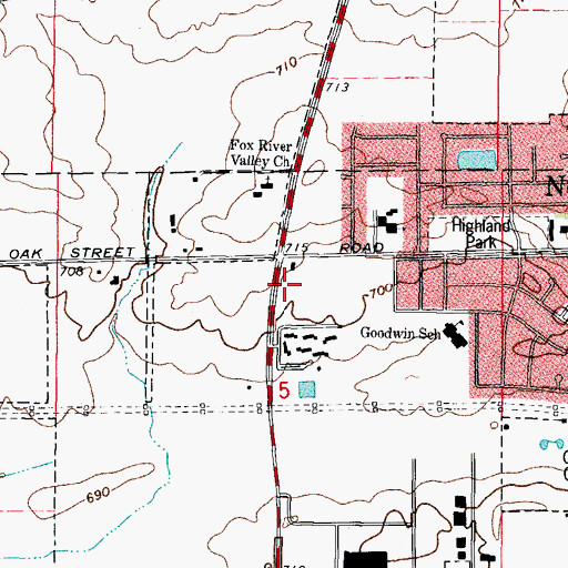 Topographic Map of North Aurora Post Office, IL
