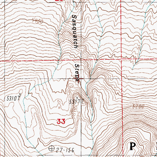 Topographic Map of Loowit Falls, WA
