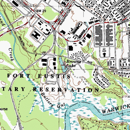 Topographic Map of Browns Lake, VA