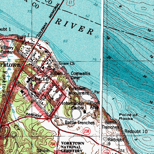 Topographic Map of Cornwallis Cove, VA