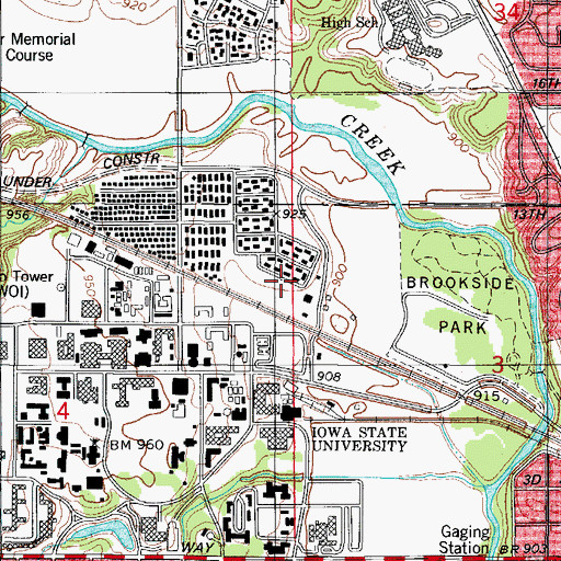 Topographic Map of Engineering Extension Building, IA
