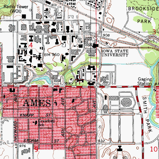 Topographic Map of Roberts Hall, IA