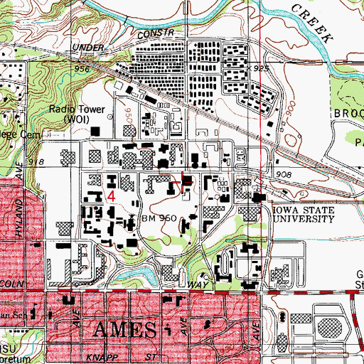 Topographic Map of Bessey Hall, IA