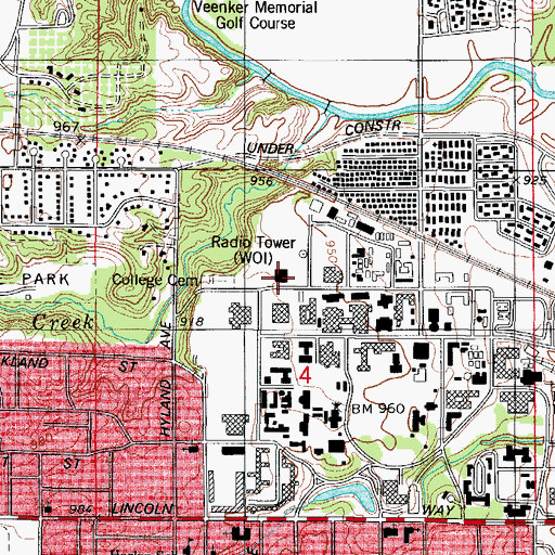 Topographic Map of Communications Building, IA