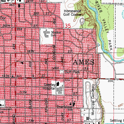 Topographic Map of Ames Community Church, IA