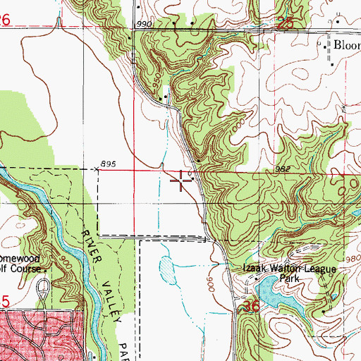 Topographic Map of McDonald Woods, IA