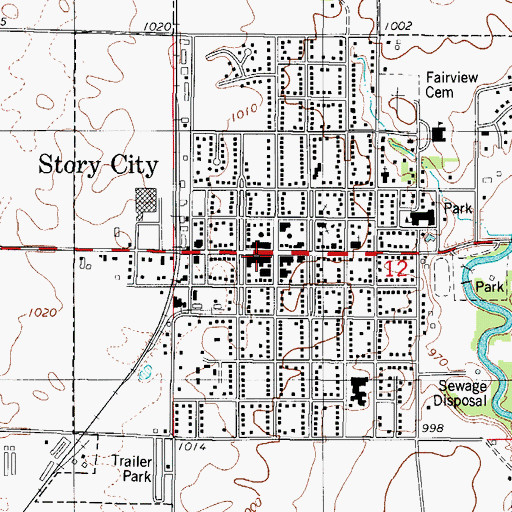Topographic Map of Story City City Hall, IA