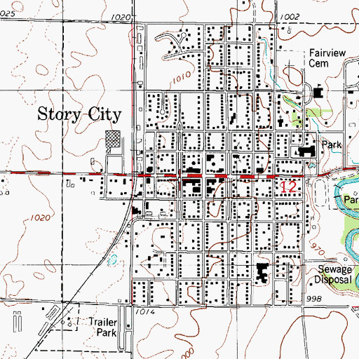 Topographic Map of Story City Police Department, IA