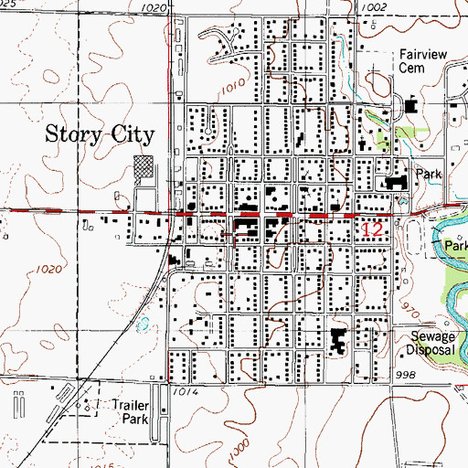 Topographic Map of Story City Fire Department, IA
