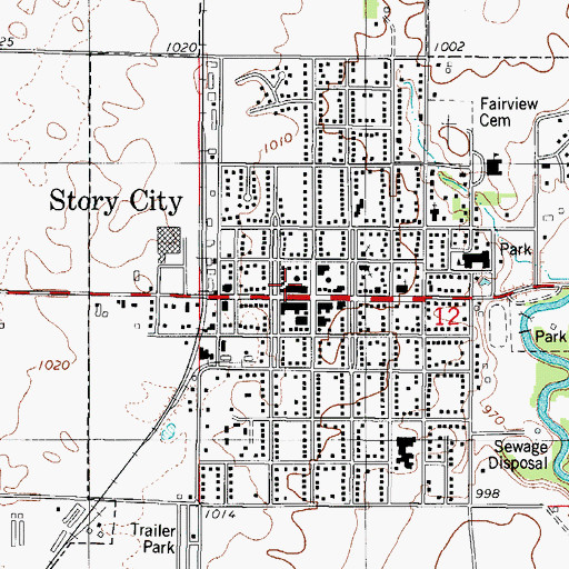Topographic Map of Story City Library, IA