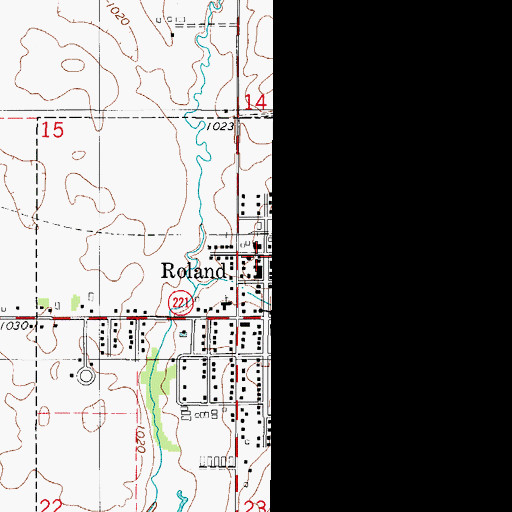 Topographic Map of Roland Post Office, IA