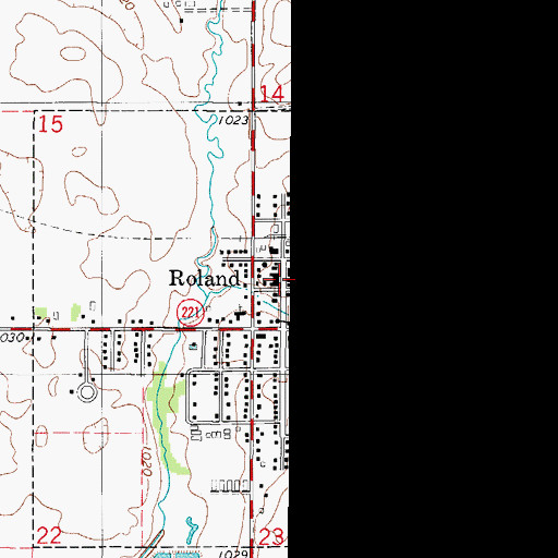 Topographic Map of Roland Public Library, IA