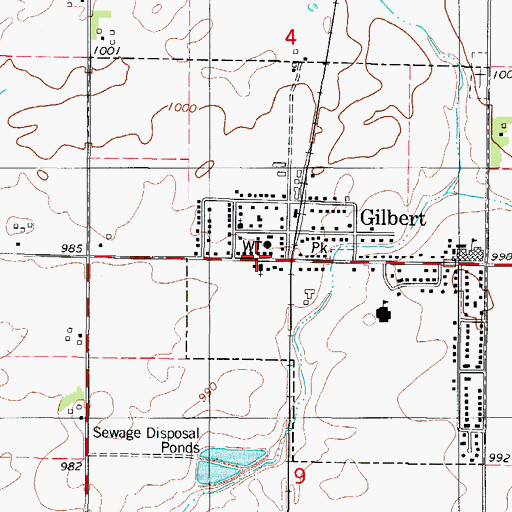 Topographic Map of Gilbert Evangelical Free Church, IA