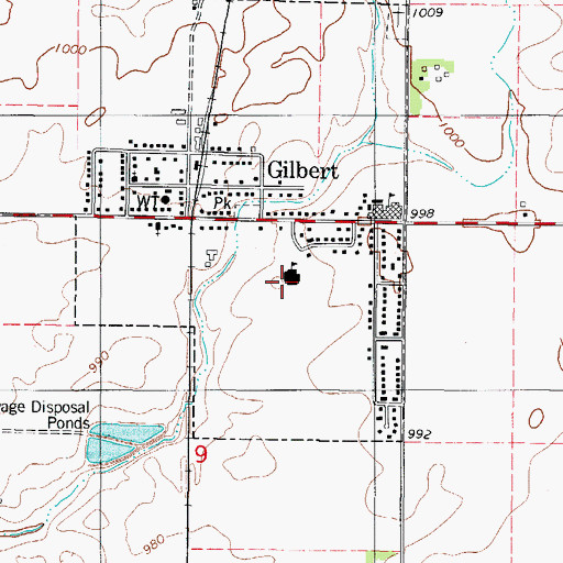Topographic Map of Gilbert Elementary School, IA