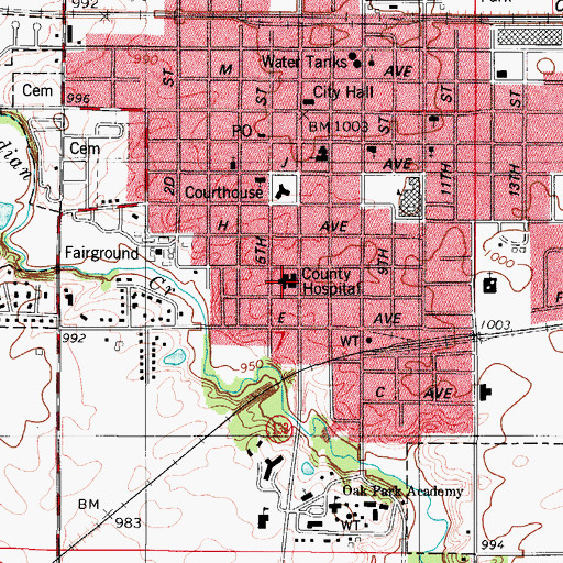 Topographic Map of Story County Medical Center, IA